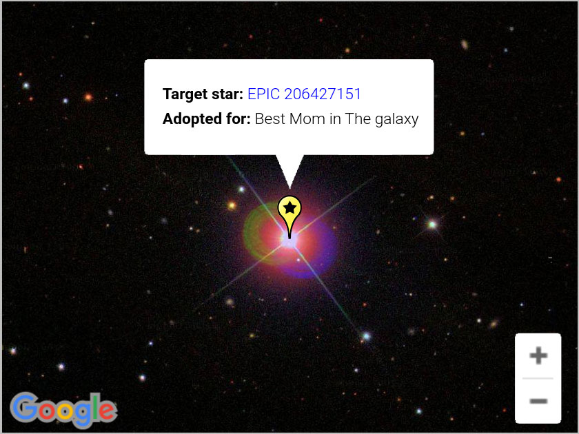 Adopted target star in Google Sky