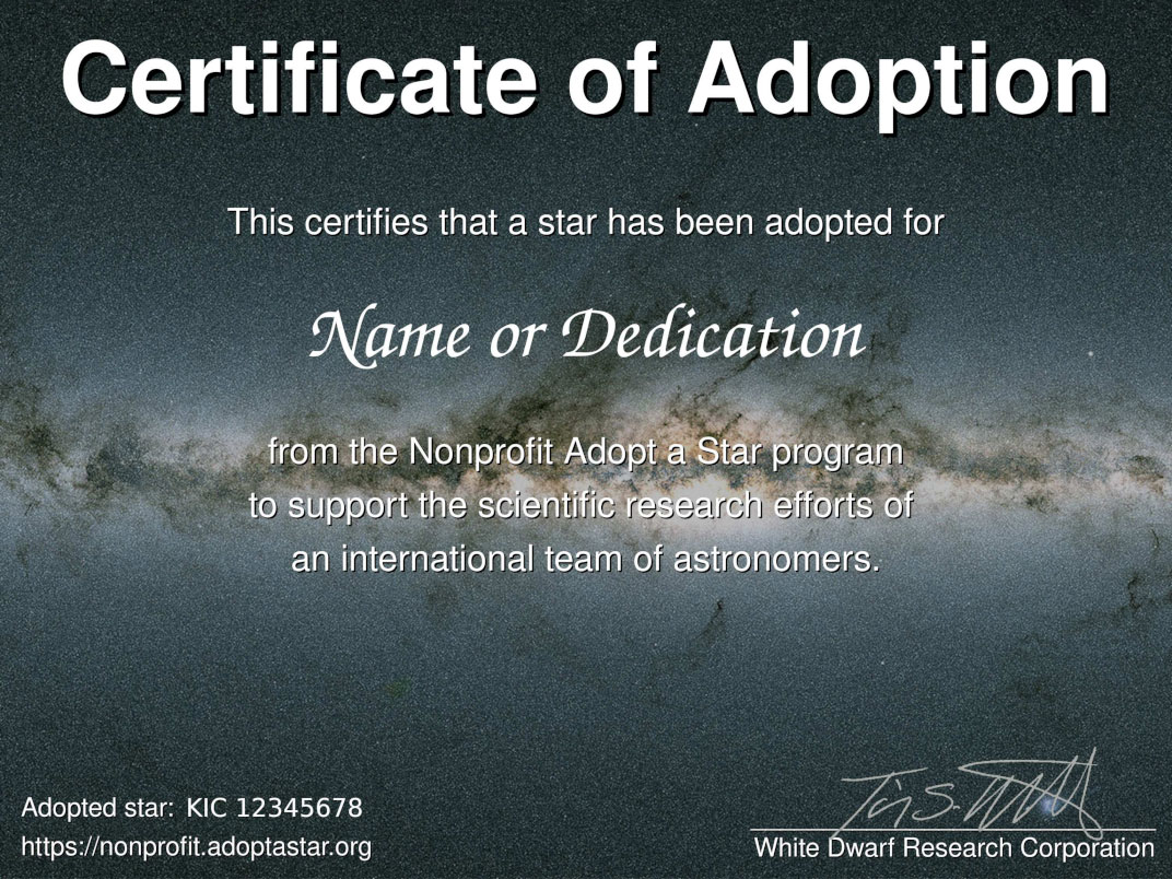 Certificate of Adoption - target star