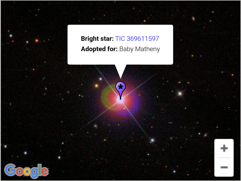 Adopted bright star in Google Sky