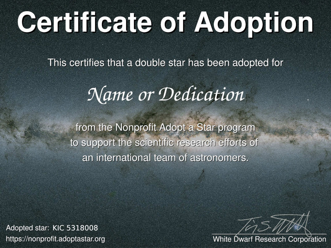 Certificate of Adoption - double star