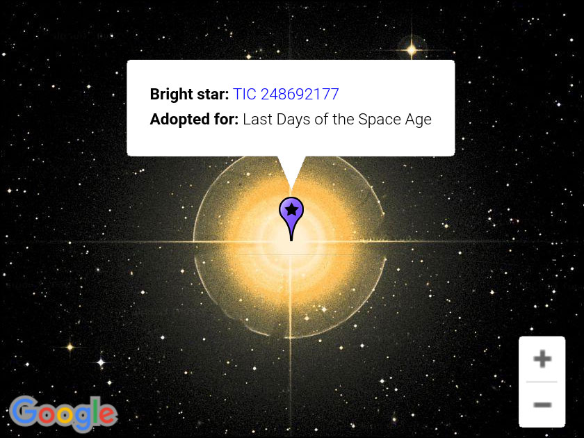 Adopted star in Google Sky (screenshot)